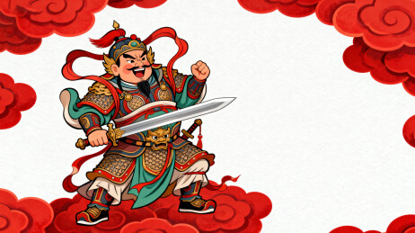 门神将军手持宝剑