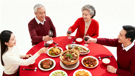 家人团聚共进年夜饭