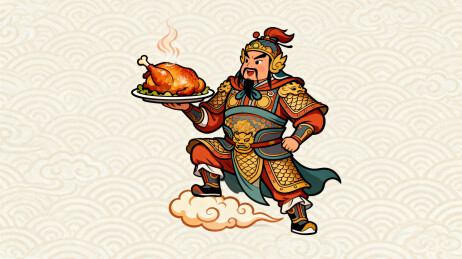 古代将军端烤鸡