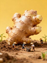 姜块土壤勤劳人物