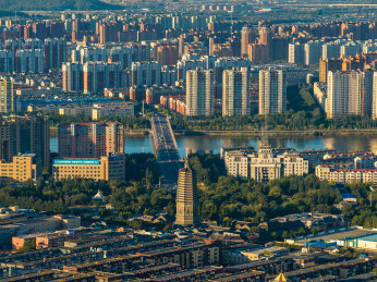 辽宁锦州古塔区城市全景航拍