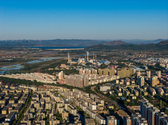 辽宁锦州小凌河城市全景航拍