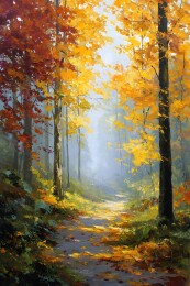 秋日林间小路光影