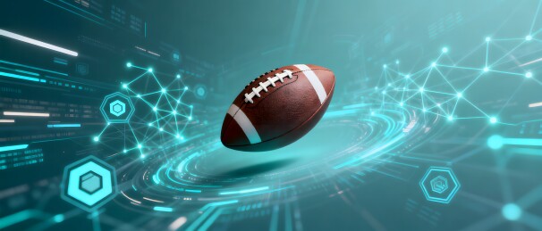 美式足球与科技网络交织画面