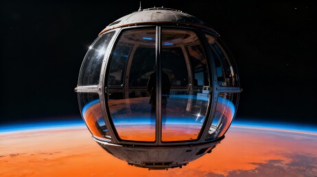 太空舱金属感太空观测场景