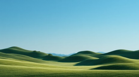 连绵起伏的绿色丘陵