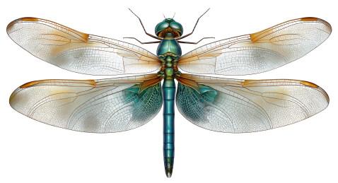 色彩斑斓的蜻蜓特写插画