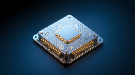 银色金属立方体与金色螺丝