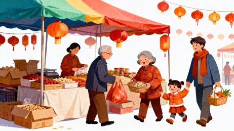 热闹集市年货节庆场景