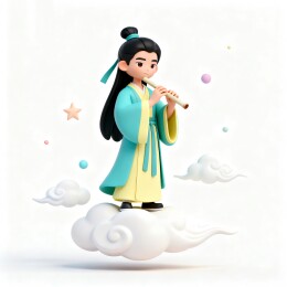云端吹笛子古代人物