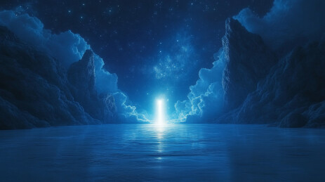 夜空下的神秘蓝光门户