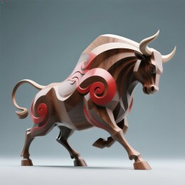 3D渲染中国风牛元素插画素材