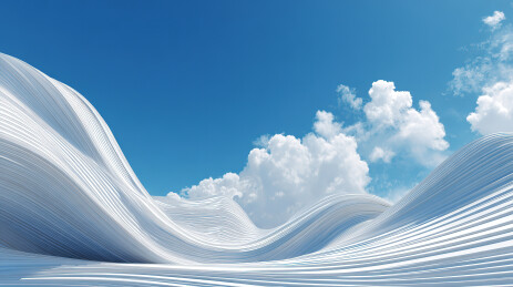 流动的白色波浪与蓝天白云