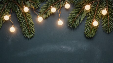圣诞松枝灯饰背景