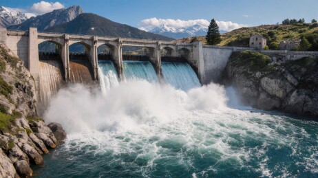 水坝泄洪壮观景象