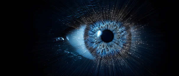 蓝色虹膜的特写画面