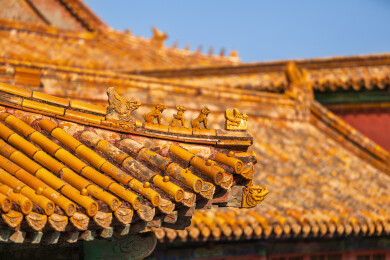 紫禁城故宫红墙黄瓦脊兽鸱吻