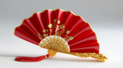 一把中国风红色扇子