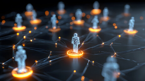 网络联系起来的小人偶