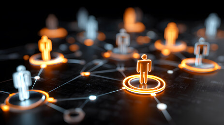 网络联系起来的小人偶