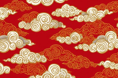 传统中式祥云纹样红色背景图案