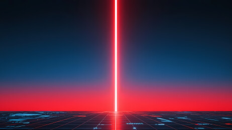 深邃夜空中的红色激光