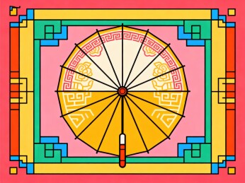 传统风格彩色图案油纸伞