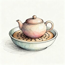 手绘茶壶与茶盘