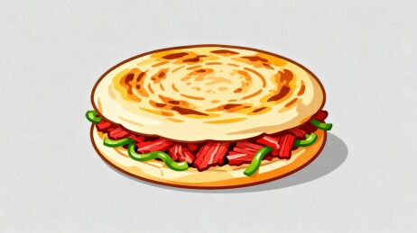 肉夹馍美食插画展示