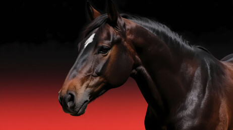 深棕色马的侧影