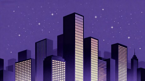 夜空下的城市高楼剪影