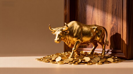 金色牛像与金币堆