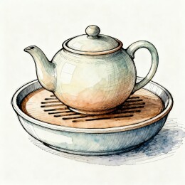 手绘茶壶与茶盘