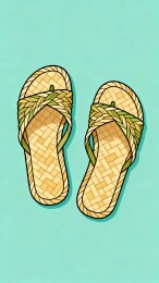 编织凉拖鞋夏日风情