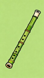 绿色竹制笛子乐器