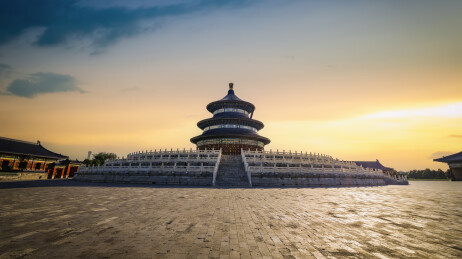 日落下的天坛皇家建筑