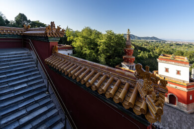 中国传统屋顶建筑脊兽特写
