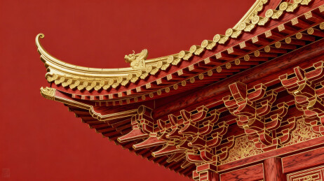 中国古建筑屋檐特写留白背景