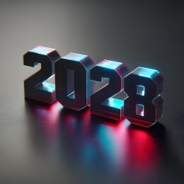 红蓝霓虹2028立体数字特写3D渲染素