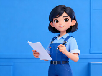 职业女性持笔构思专业工作形象插画