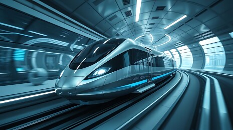 未来隧道中的高速列车