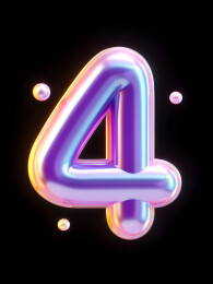 科技感的紫粉数字4造型