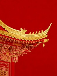 中式屋檐国潮风建筑装饰场景