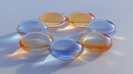 透明的球形玻璃体围绕在一起