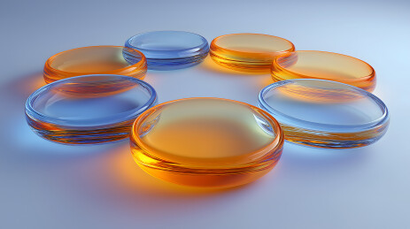 透明的球形玻璃体围绕在一起