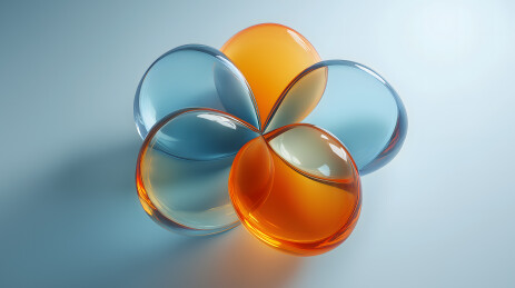 透明的椭圆形玻璃体围绕在一起