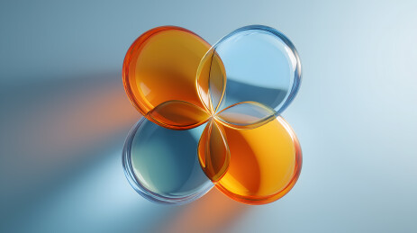 透明的椭圆形玻璃体围绕在一起