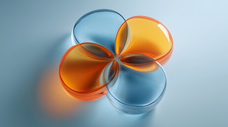 透明的椭圆形玻璃体围绕在一起