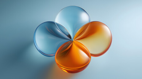 透明的椭圆形玻璃体围绕在一起