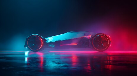 霓虹光影中的未来概念跑车